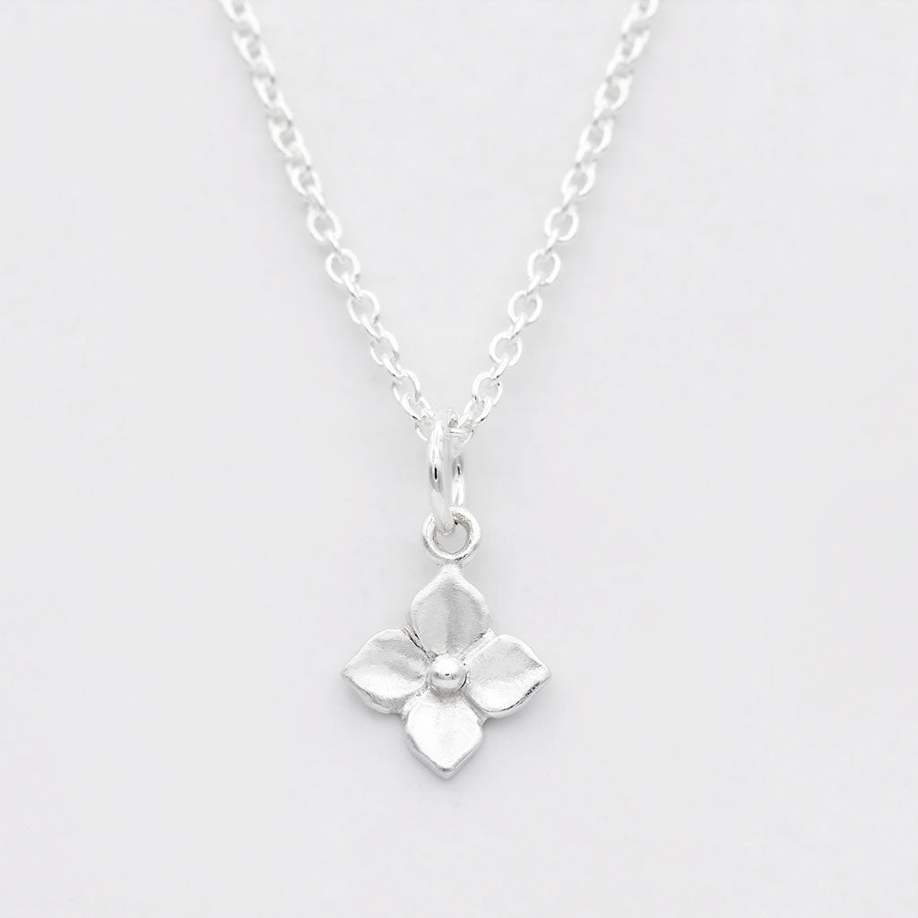 hydrangea necklace silver