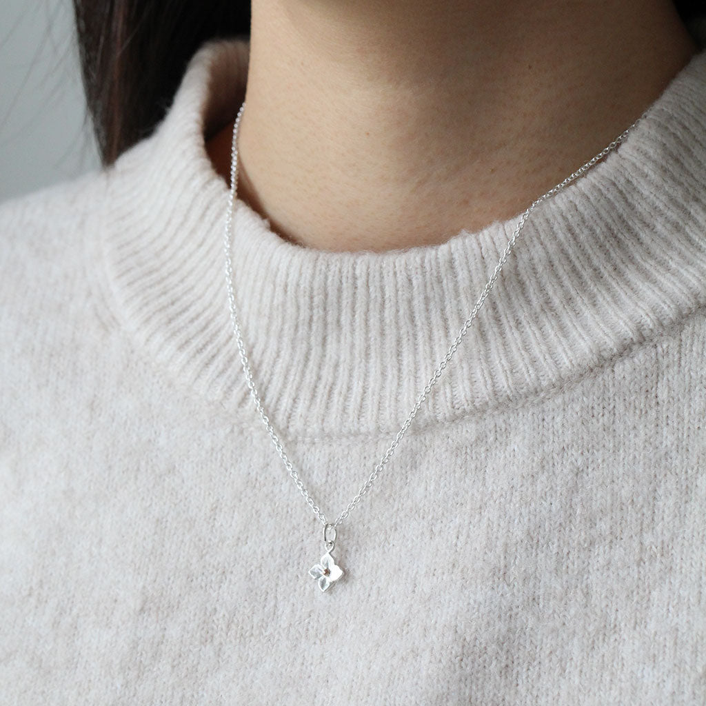 hydrangea pendant in rose gold and silver