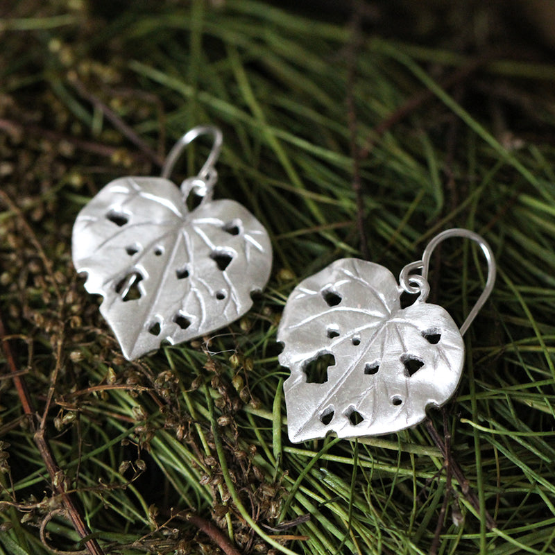 kawakawa leaf earrings sterling silver