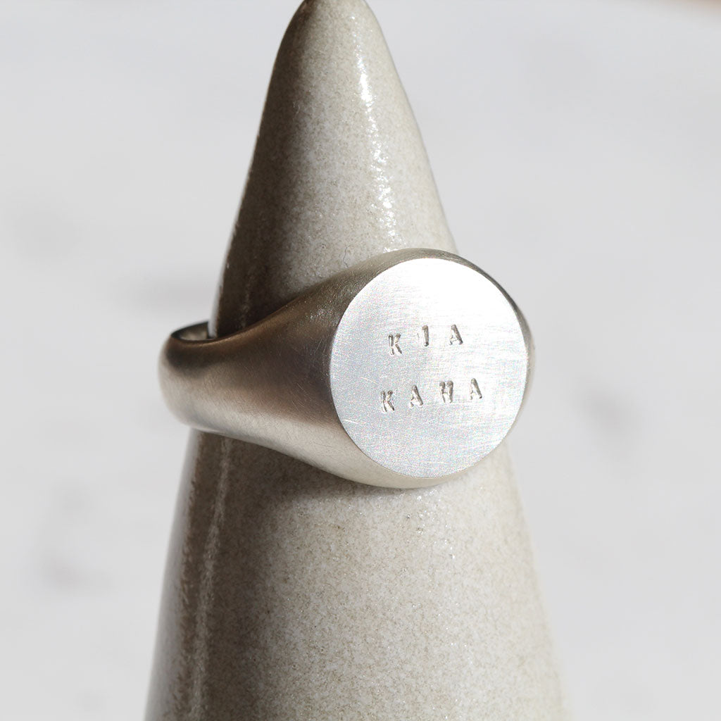 Kia Kaha round signet ring silver