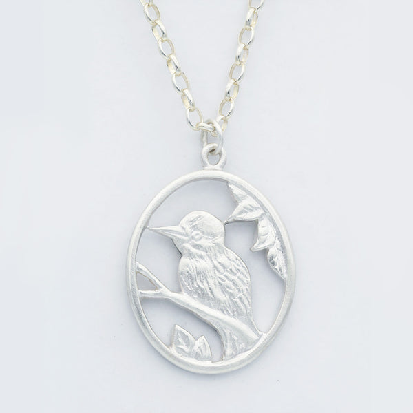 laughing kookaburra necklace silver