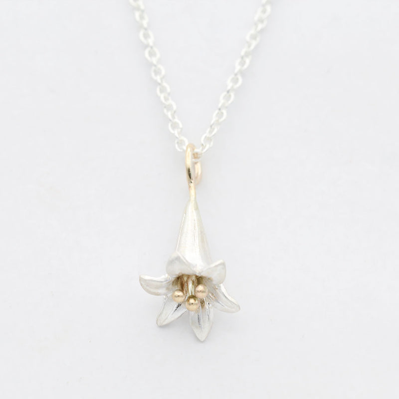 lily necklace in gold and silver