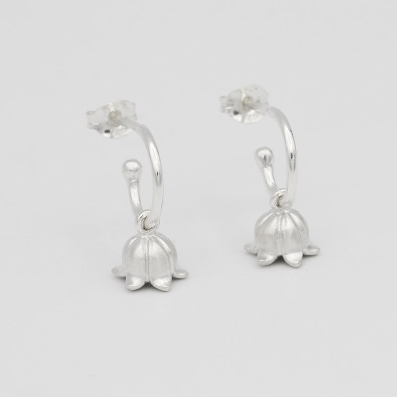 lily of the valley hoop earrings silver