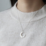 crescent moon star necklace silver