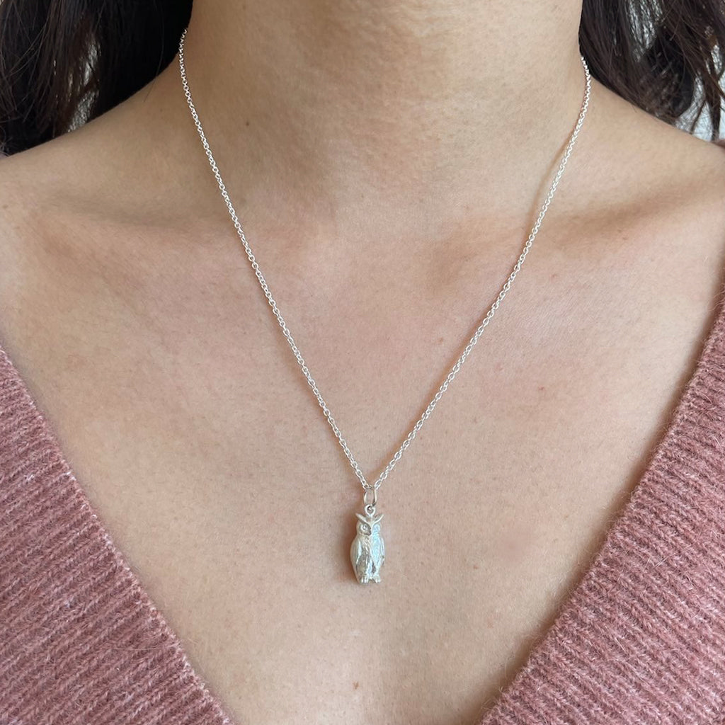 owl necklace silver