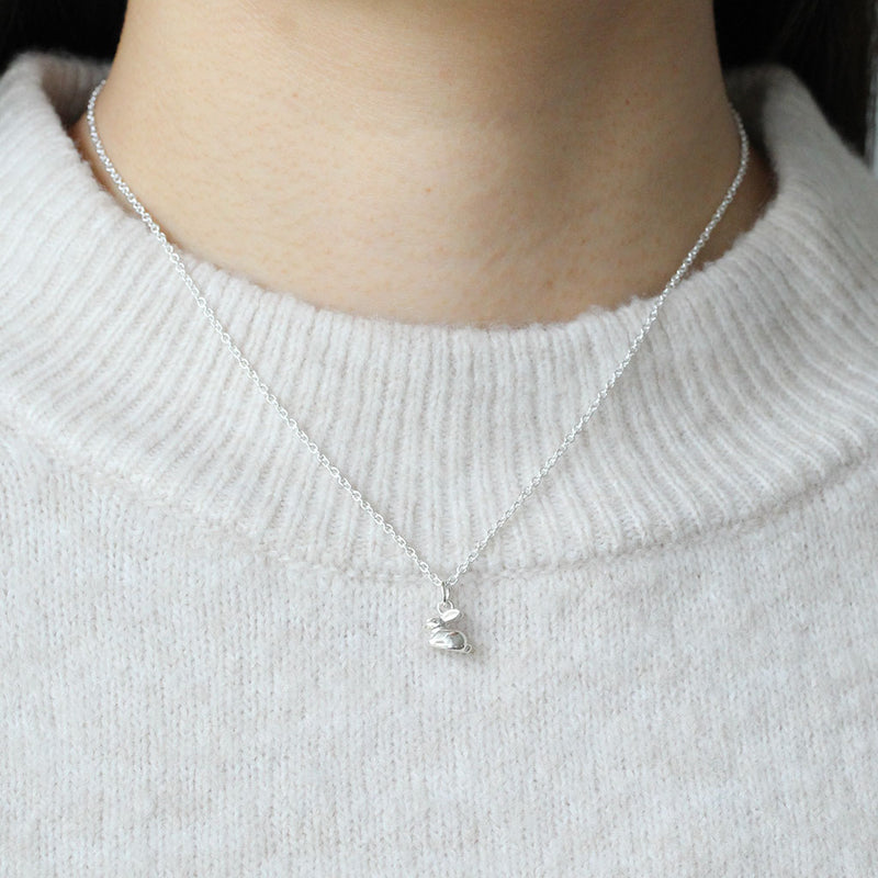 rabbit charm necklace silver