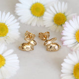 rabbit stud earrings gold plated silver