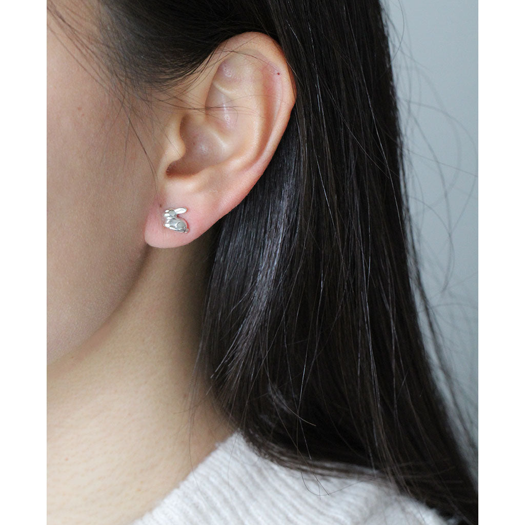 rabbit studs silver