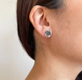 rose silver earrings