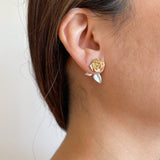 rose earrings in gold plated silver