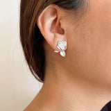 rose earrings silver