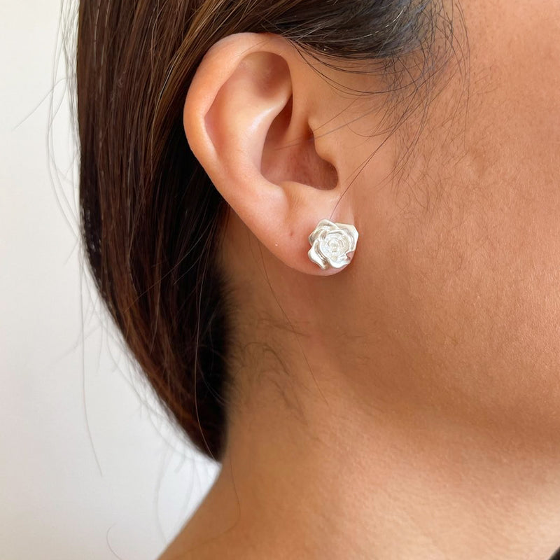 rose earrings sterling silver