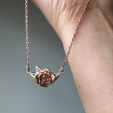 rose necklace in rose gold and white gold
