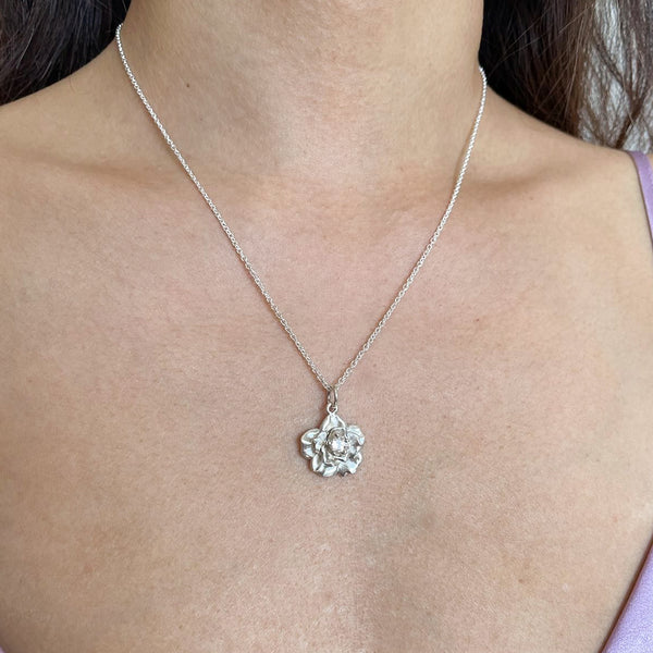 rose necklace sterling silver
