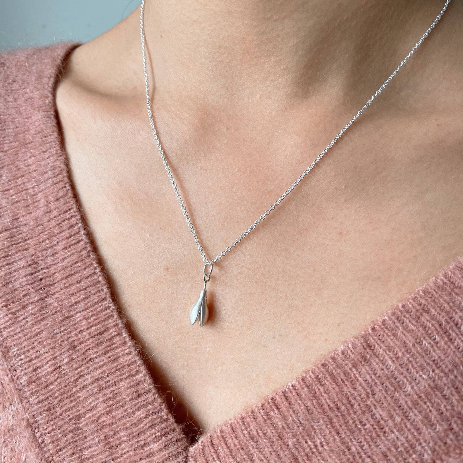 silver snowdrop necklace