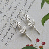 single rose earring silver