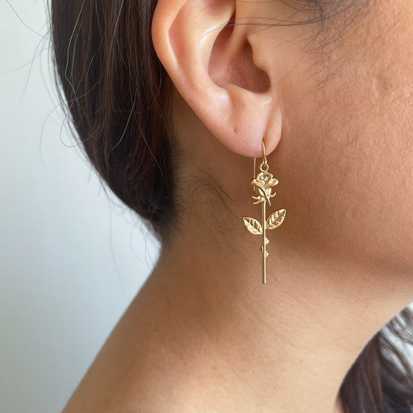 rose earrings gold plated silver