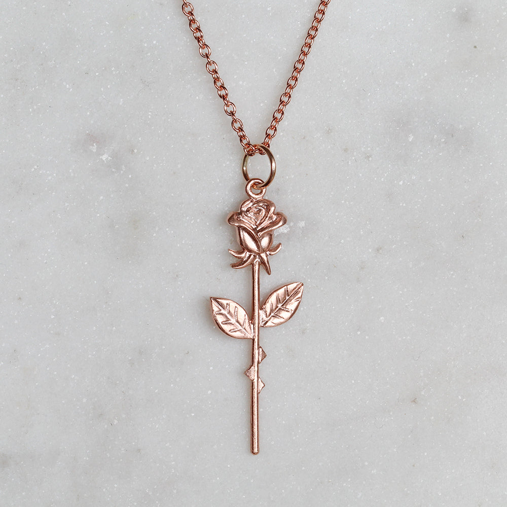 Single Rose Necklace 9ct Rose Gold Jewellery Handcrafted in New