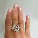 sapphire flower bouquet ring and olive ring