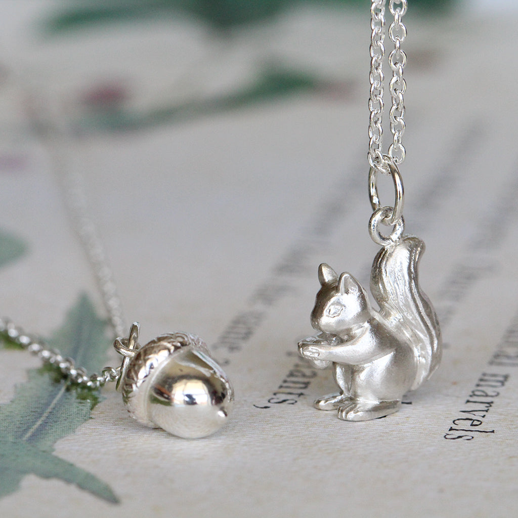 squirrel necklace and acorn necklace