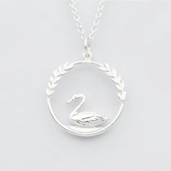 swan necklace silver