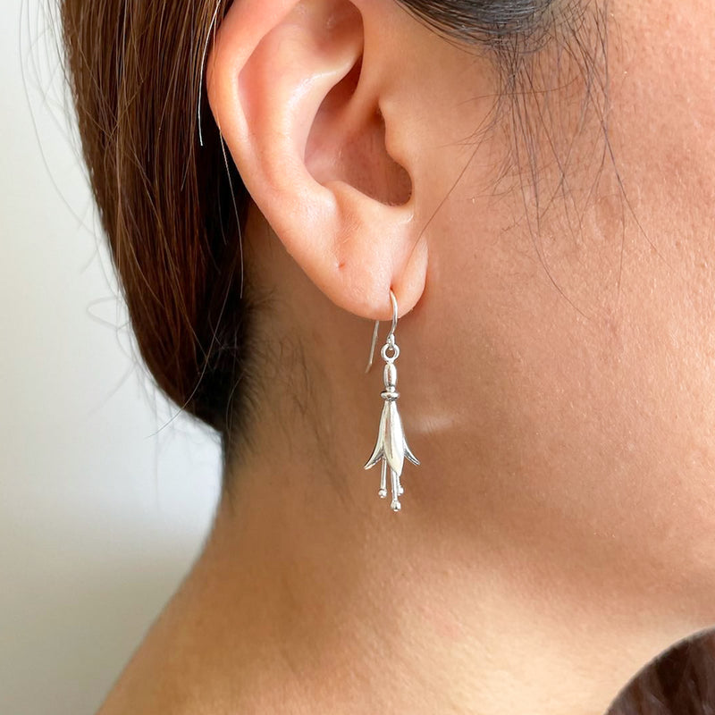 tree fuchsia flower earrings