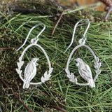 tui bird earrings silver