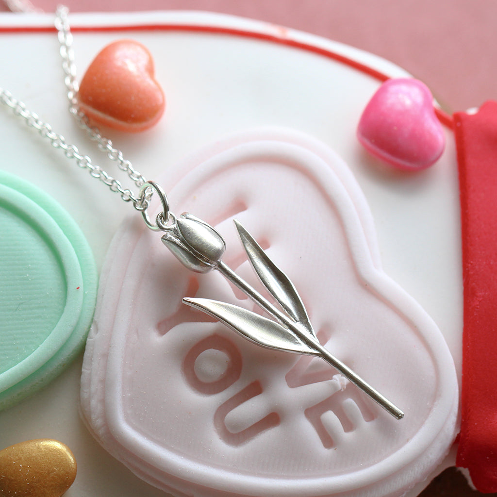 silver tulip necklace