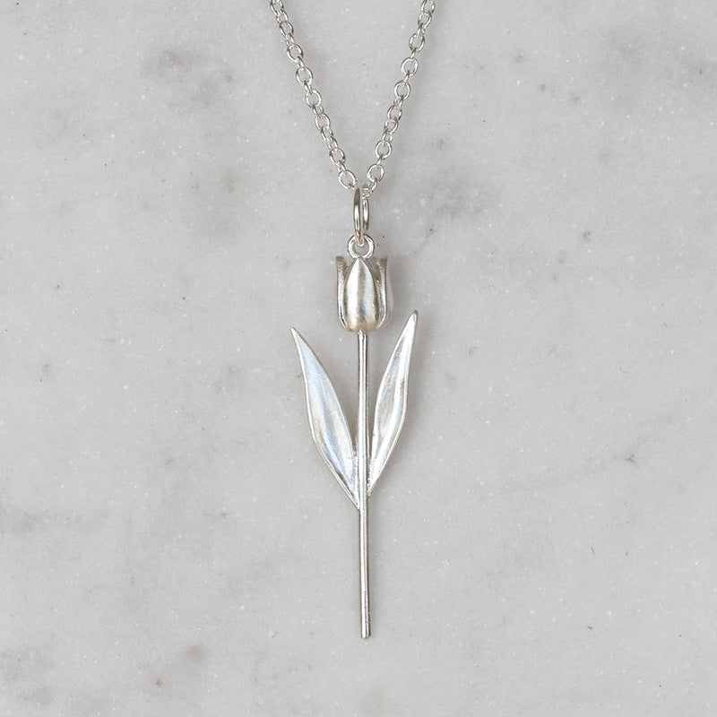 silver tulip necklace