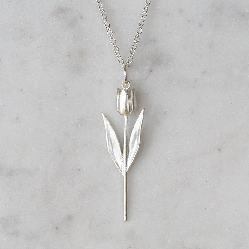 tulip necklace in sterling silver