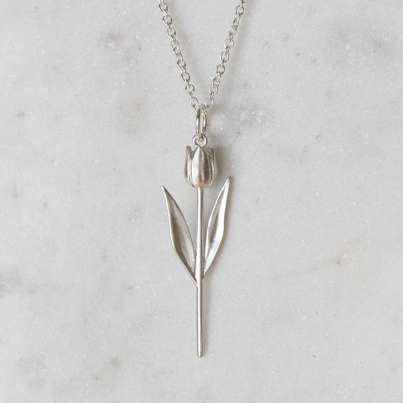silver tulip necklace 